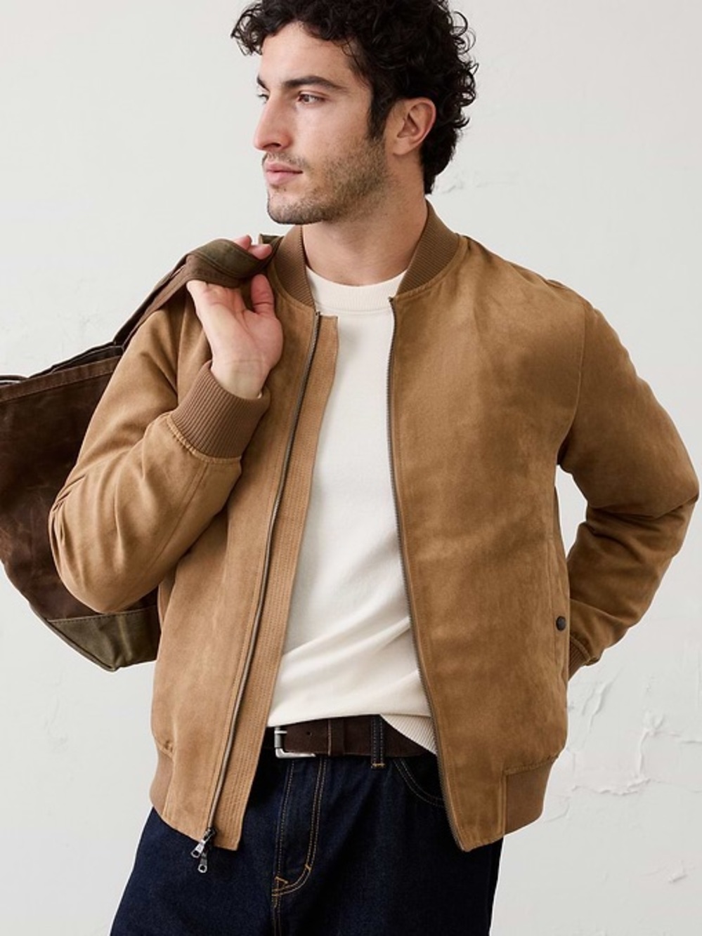 Banana Republic Men’s Vegan Suede Bomber Jacket - size XL